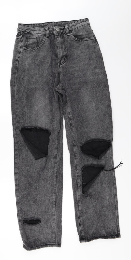 SheIn Womens Grey  Denim Straight Jeans Size S L30 in