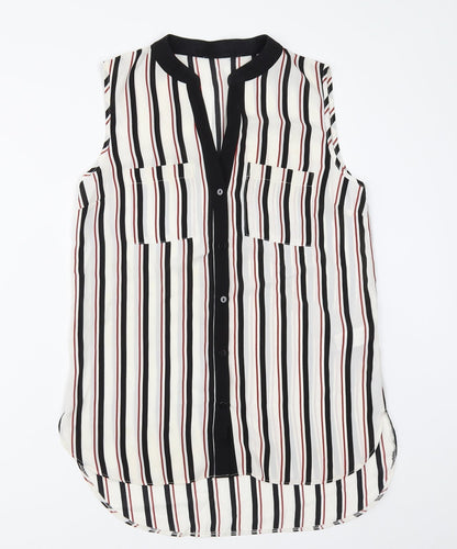 Atmosphere Womens White Striped  Basic Button-Up Size 6