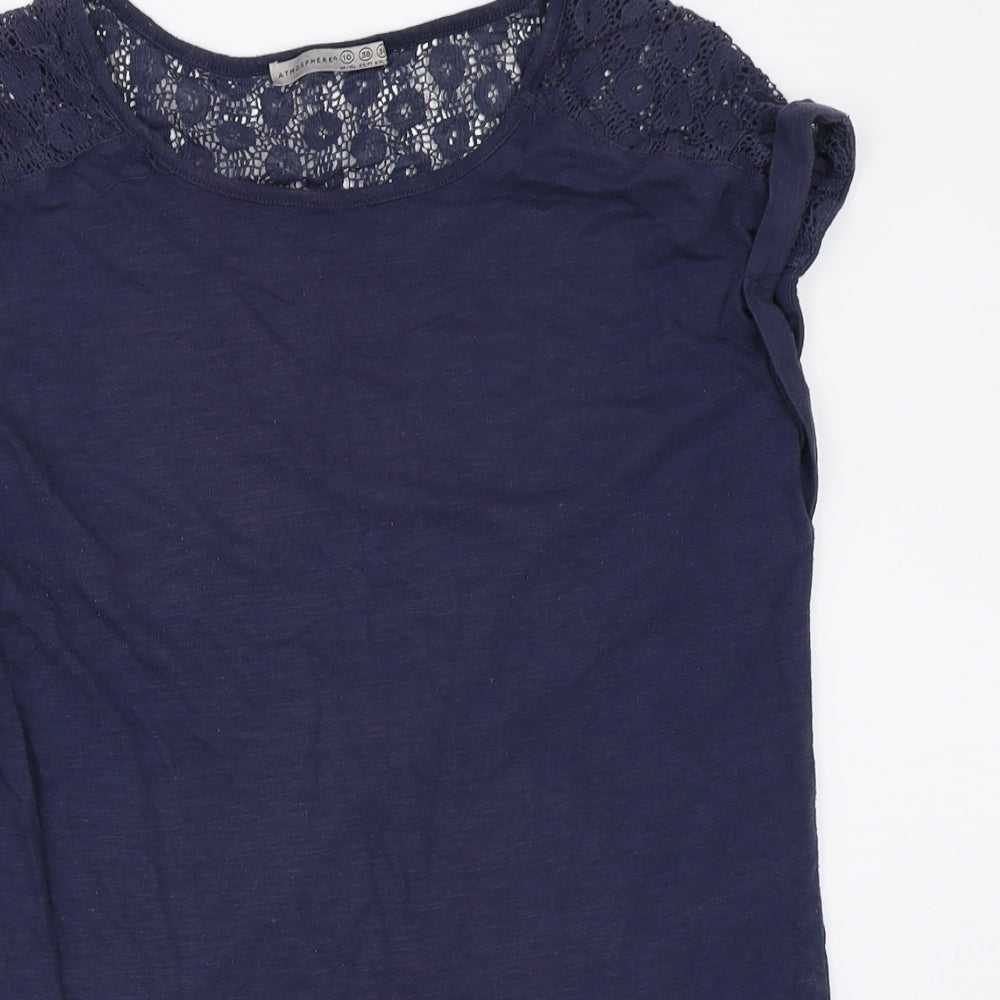 Womens UK Size 10 Atmosphere Blue Basic T-Shirt