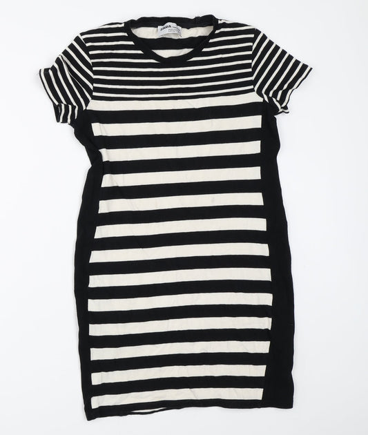Zara Womens Black Striped  Bodycon  Size S