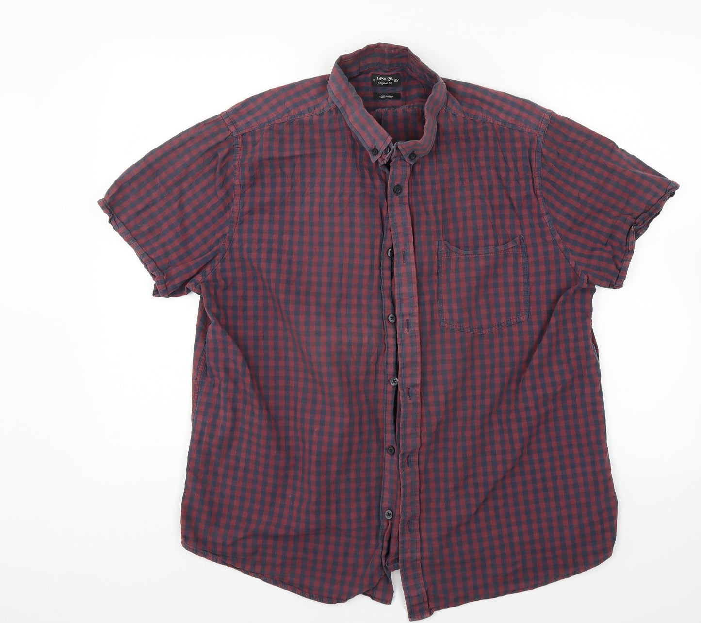 George Mens Red Check   Button-Up Size 16.5