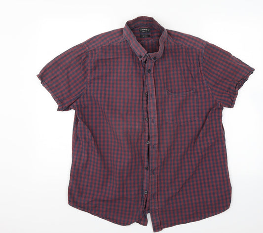 George Mens Red Check   Button-Up Size 16.5