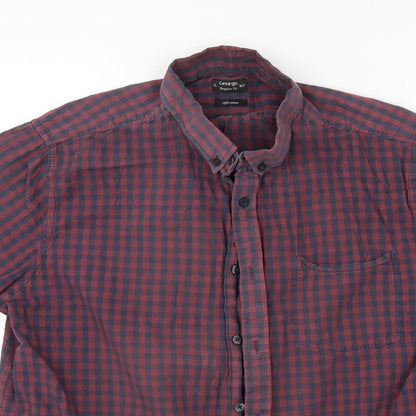George Mens Red Check   Button-Up Size 16.5
