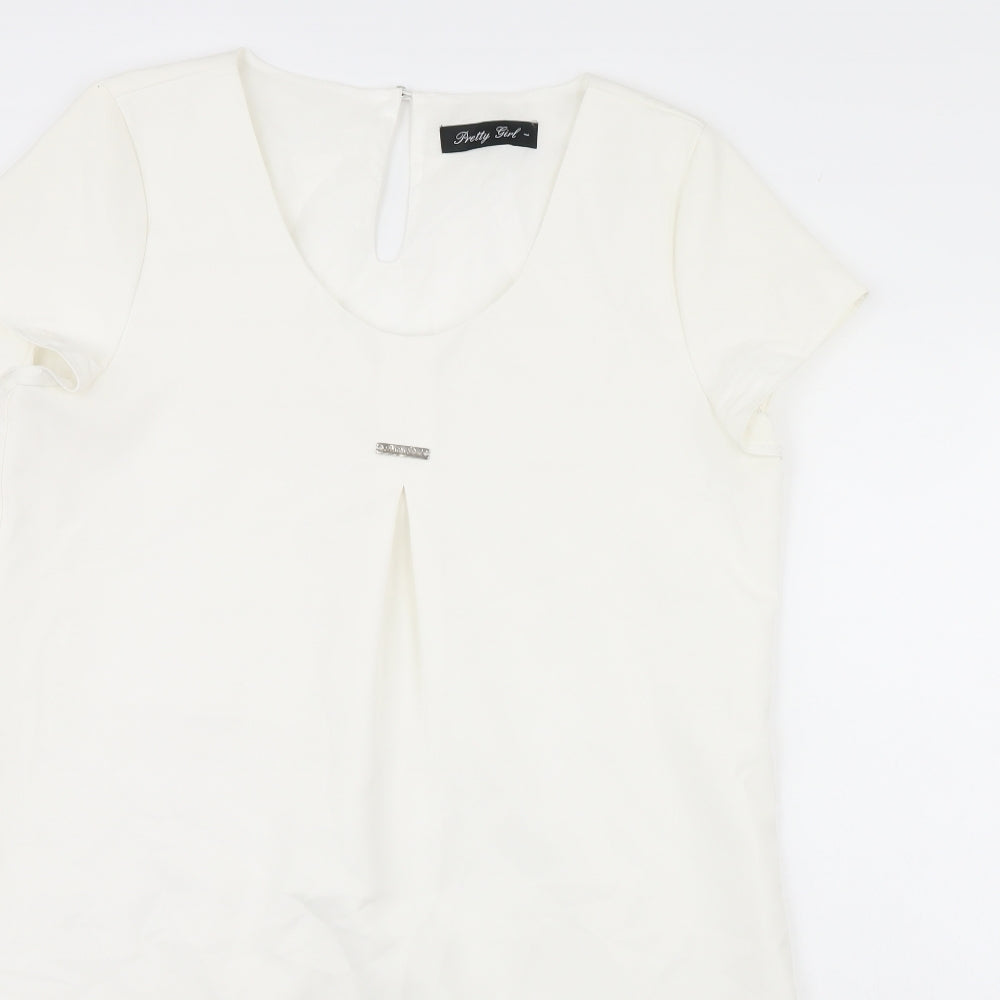 Pretty Girl Womens White  Rayon Sheath  Size L