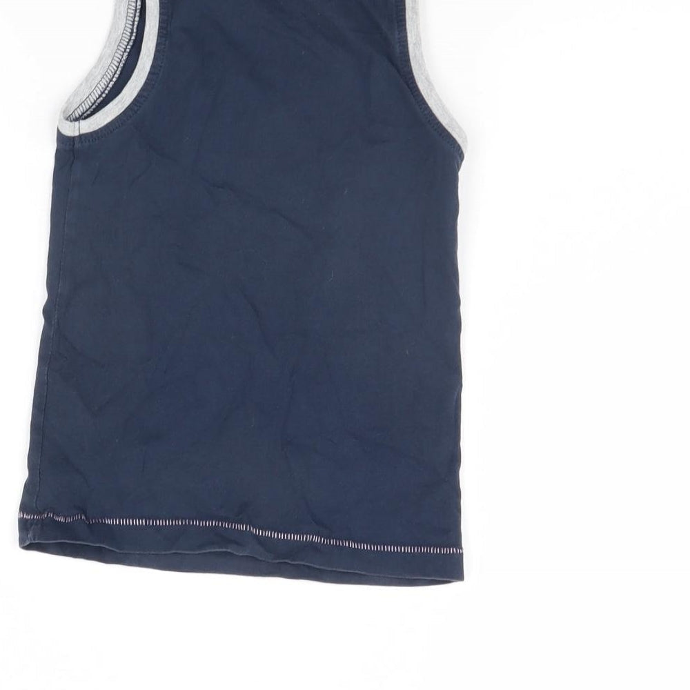 Brand and care label for George girls’ blue basic tank, size 2, years
