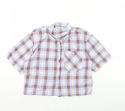 Womens UK Size 8 NEXT Blue Cropped Button-Up