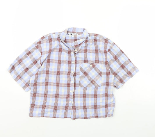 Womens UK Size 8 NEXT Blue Cropped Button-Up
