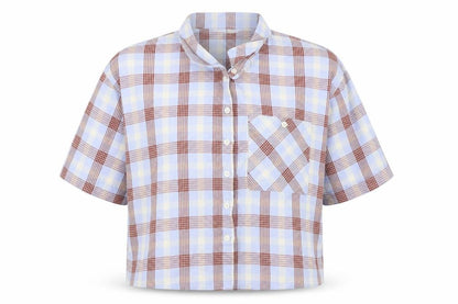 Womens UK Size 8 NEXT Blue Cropped Button-Up