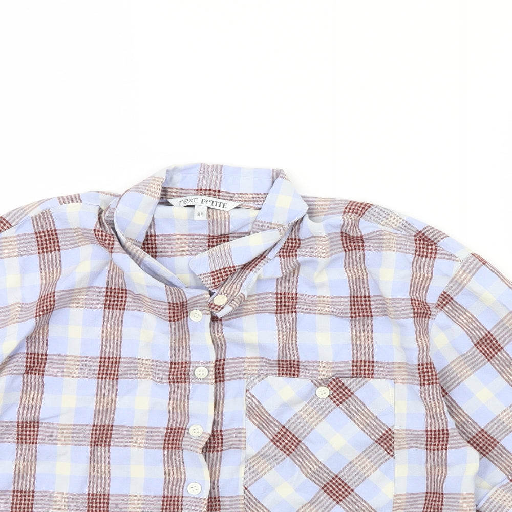 Womens UK Size 8 NEXT Blue Cropped Button-Up