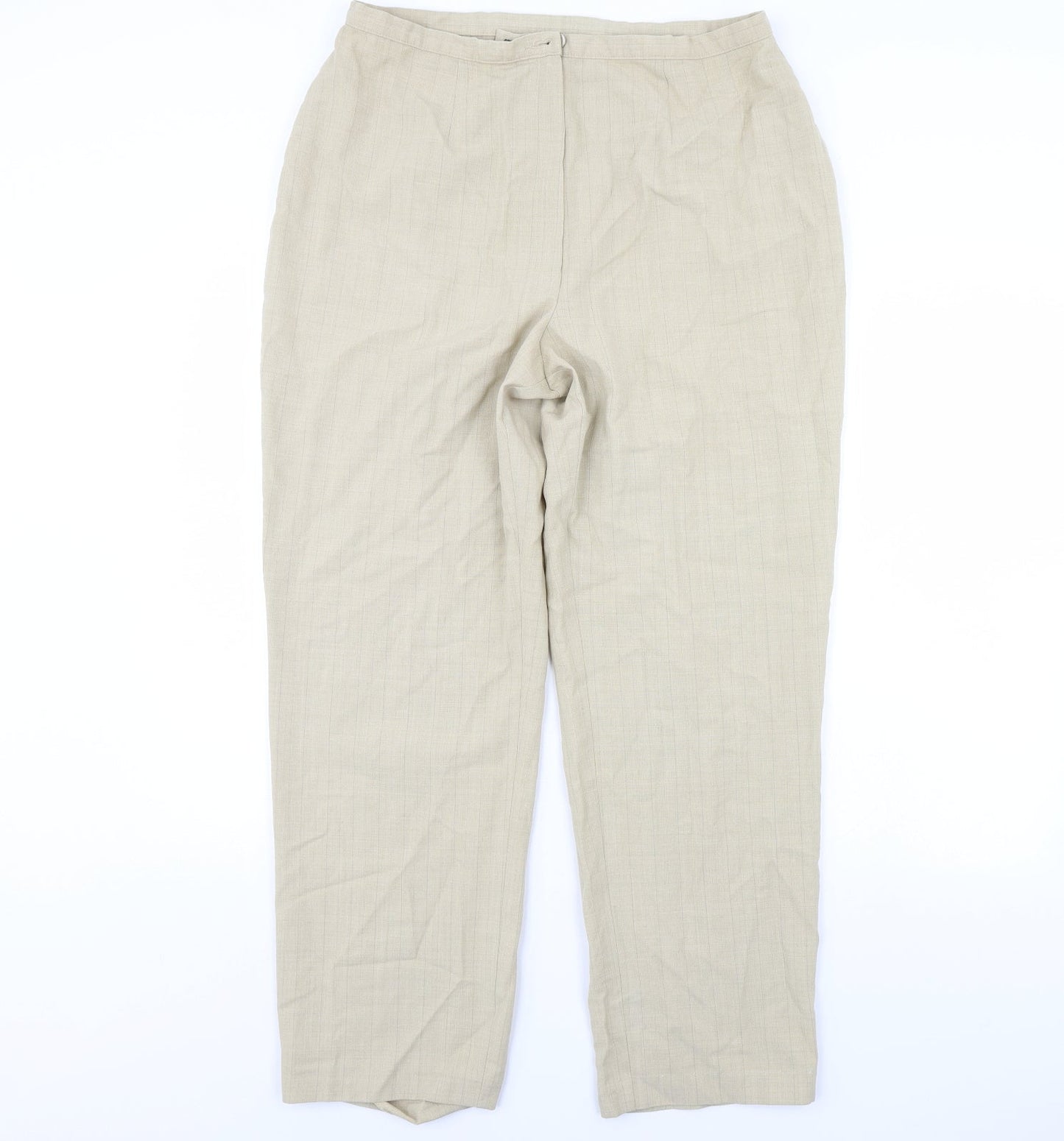m&s Womens Beige Striped  Trousers  Size 18 L30 in