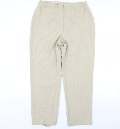 m&s Womens Beige Striped  Trousers  Size 18 L30 in