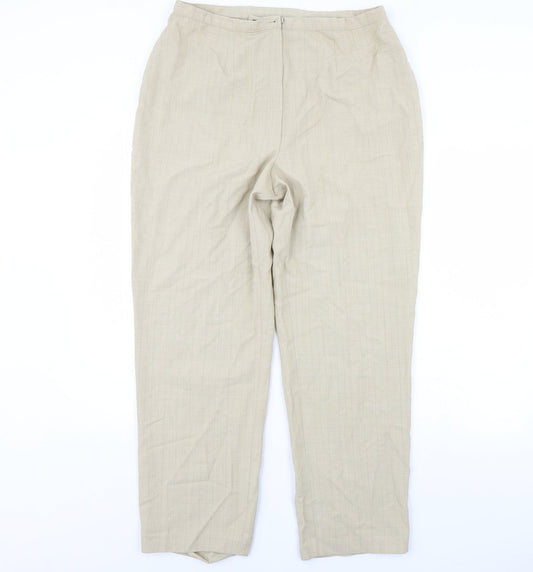 m&s Womens Beige Striped  Trousers  Size 18 L30 in