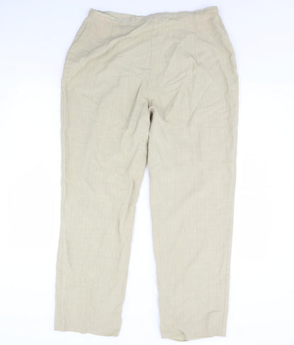 m&s Womens Beige Striped  Trousers  Size 18 L30 in
