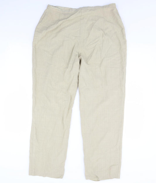 m&s Womens Beige Striped  Trousers  Size 18 L30 in