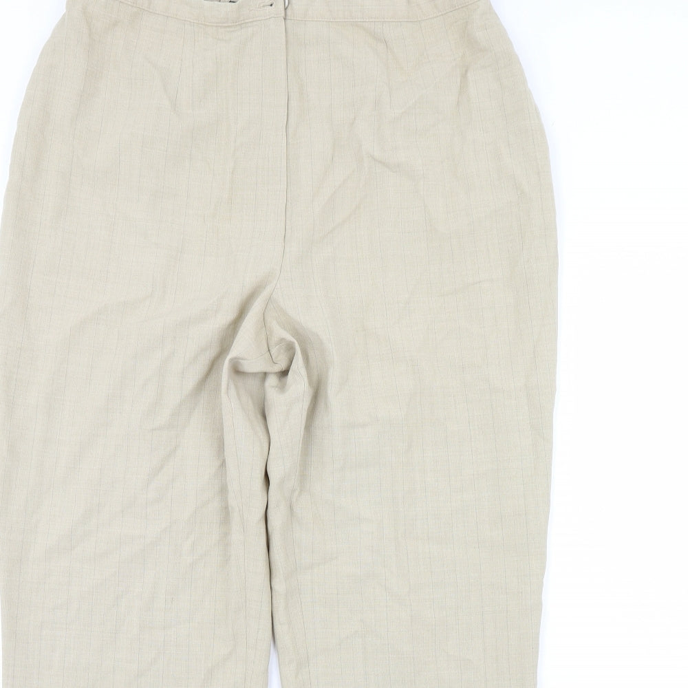 m&s Womens Beige Striped  Trousers  Size 18 L30 in
