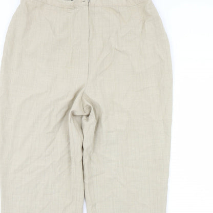 m&s Womens Beige Striped  Trousers  Size 18 L30 in