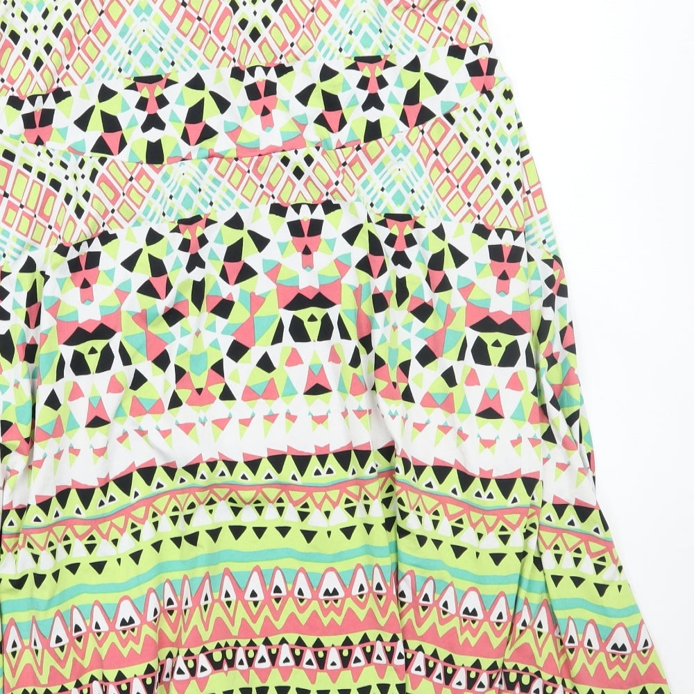 Robert Louis Womens Multicoloured Geometric  A-Line Skirt Size XL