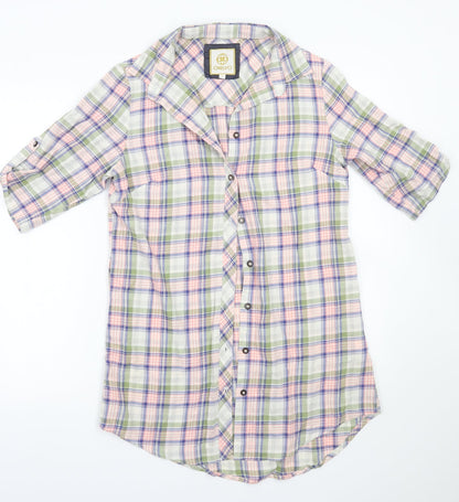 Orelyo Womens White Check  Basic Button-Up Size S