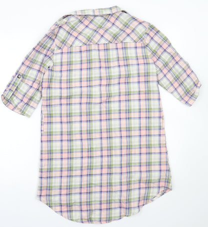 Orelyo Womens White Check  Basic Button-Up Size S