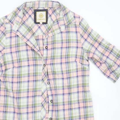 Orelyo Womens White Check  Basic Button-Up Size S