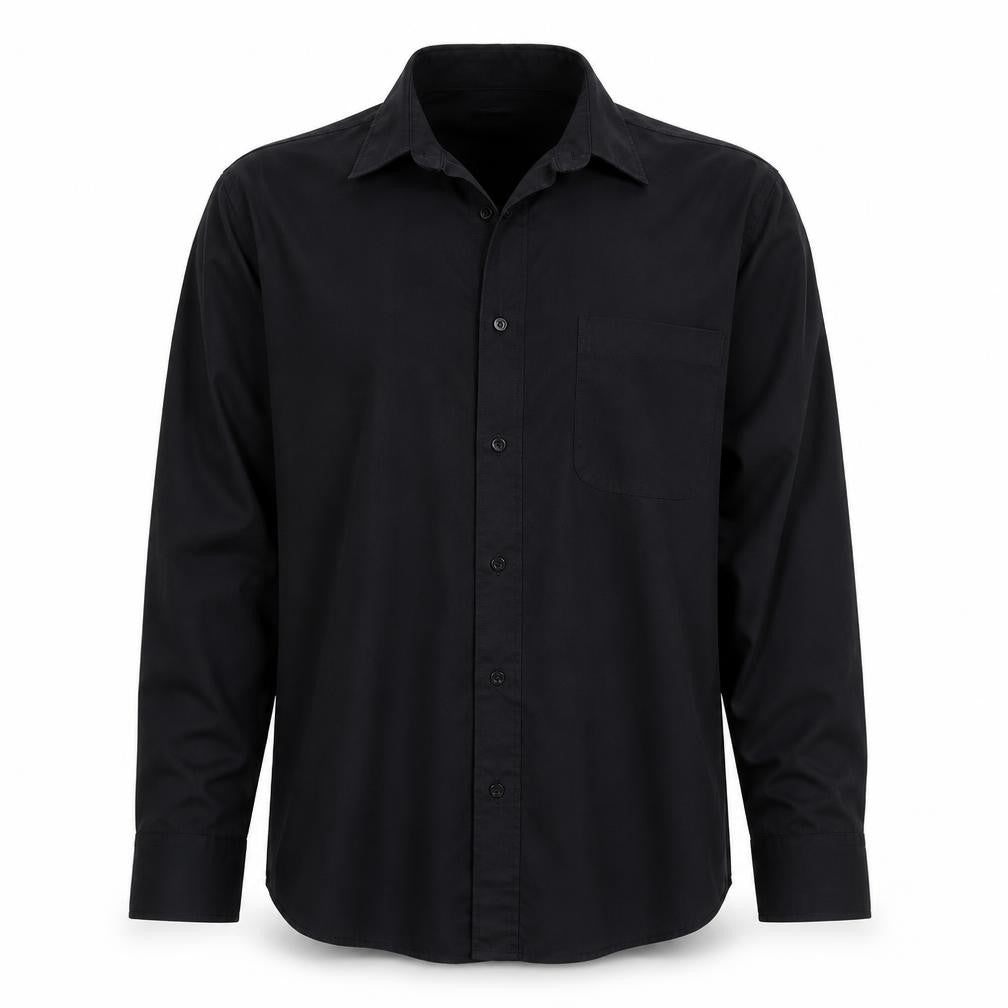 Mens UK Size 15 George Black  Button-Up Long Sleeve Casual Shirt