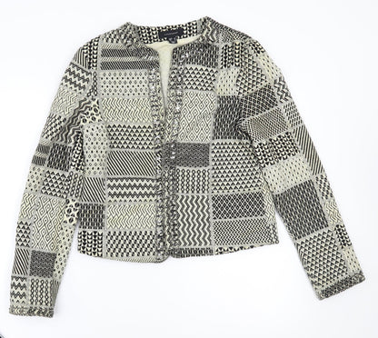 Primark Womens Black Geometric  Jacket Coatigan Size 10