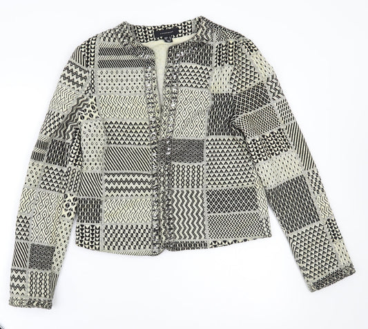 Primark Womens Black Geometric  Jacket Coatigan Size 10