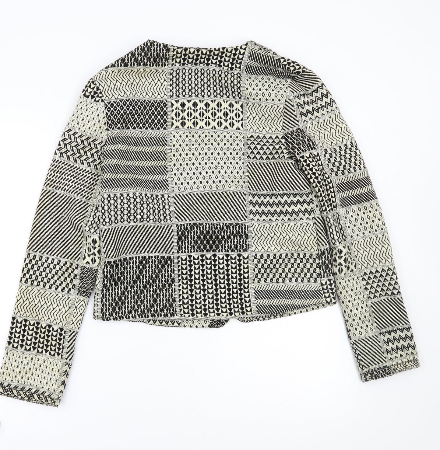 Primark Womens Black Geometric  Jacket Coatigan Size 10