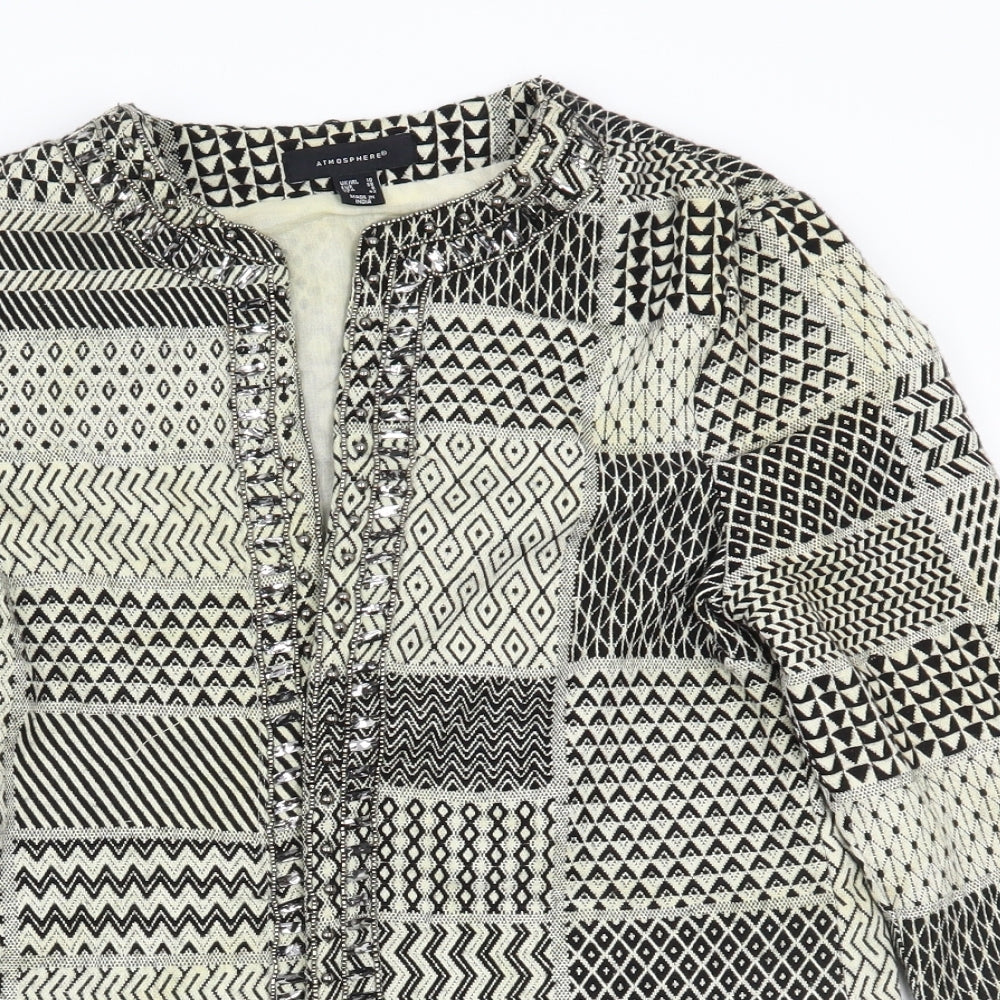 Primark Womens Black Geometric  Jacket Coatigan Size 10