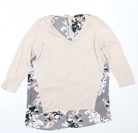 George Womens Beige Floral  Basic Blouse Size 10