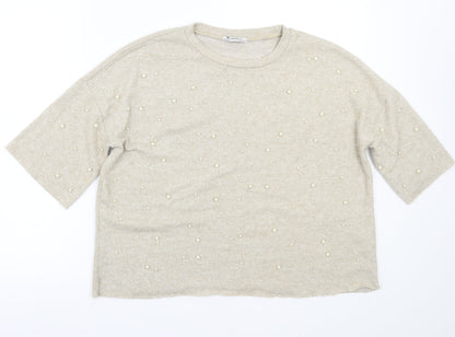 Womens UK Size S Zara Beige Pullover Jumper
