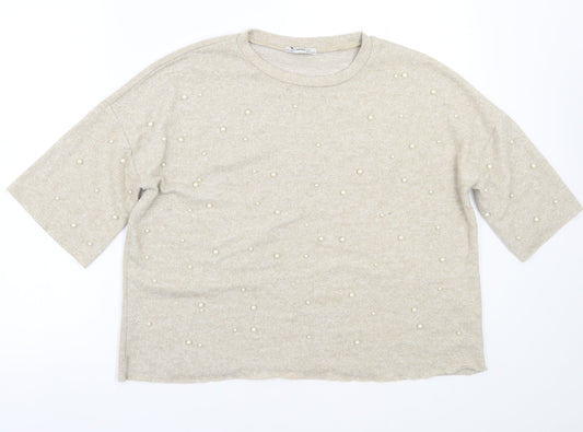 Womens UK Size S Zara Beige Pullover Jumper