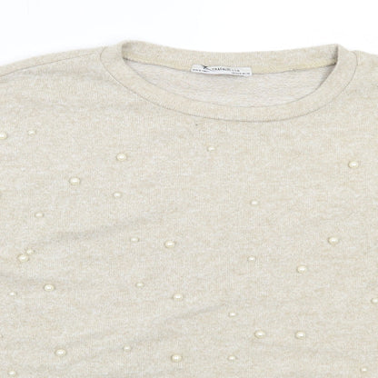 Womens UK Size S Zara Beige Pullover Jumper