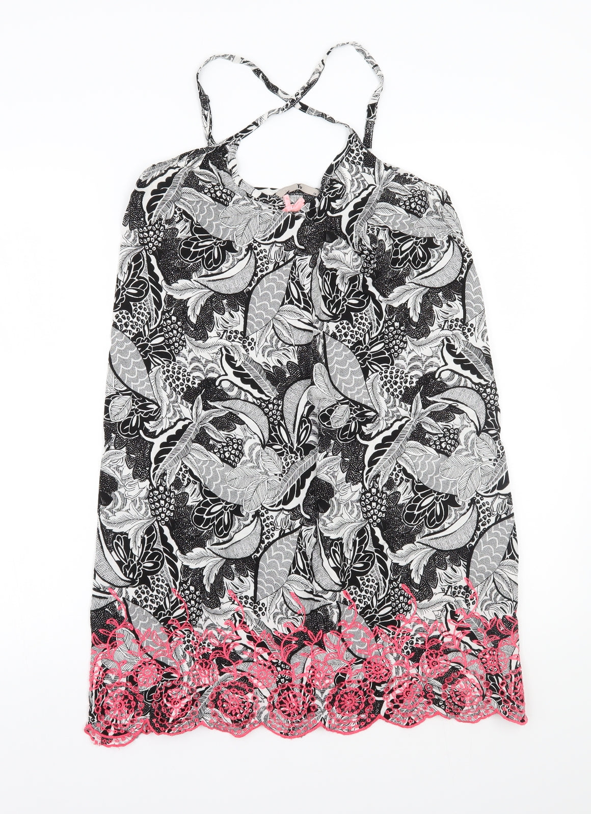 TU Womens Black Floral  A-Line  Size 10