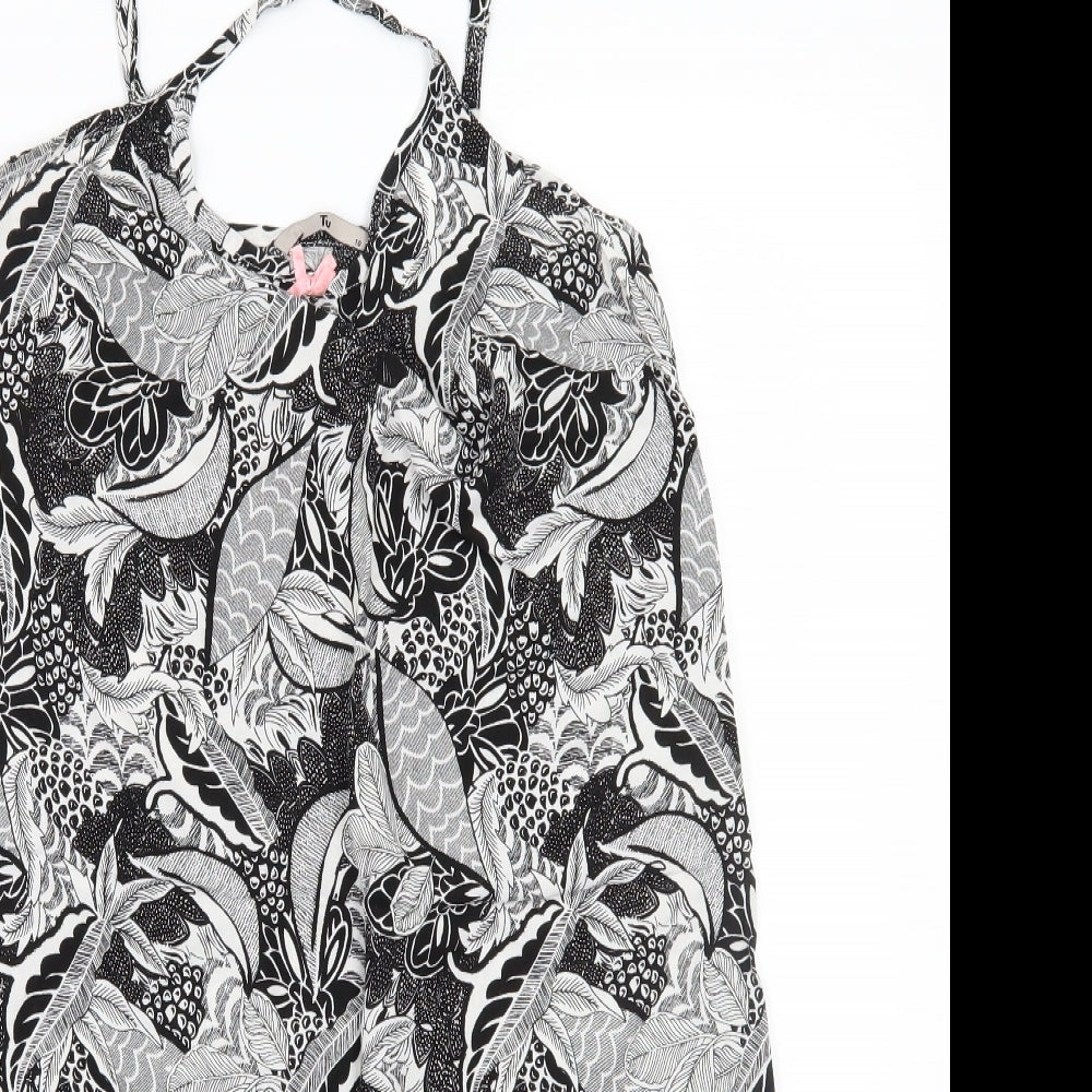 TU Womens Black Floral  A-Line  Size 10