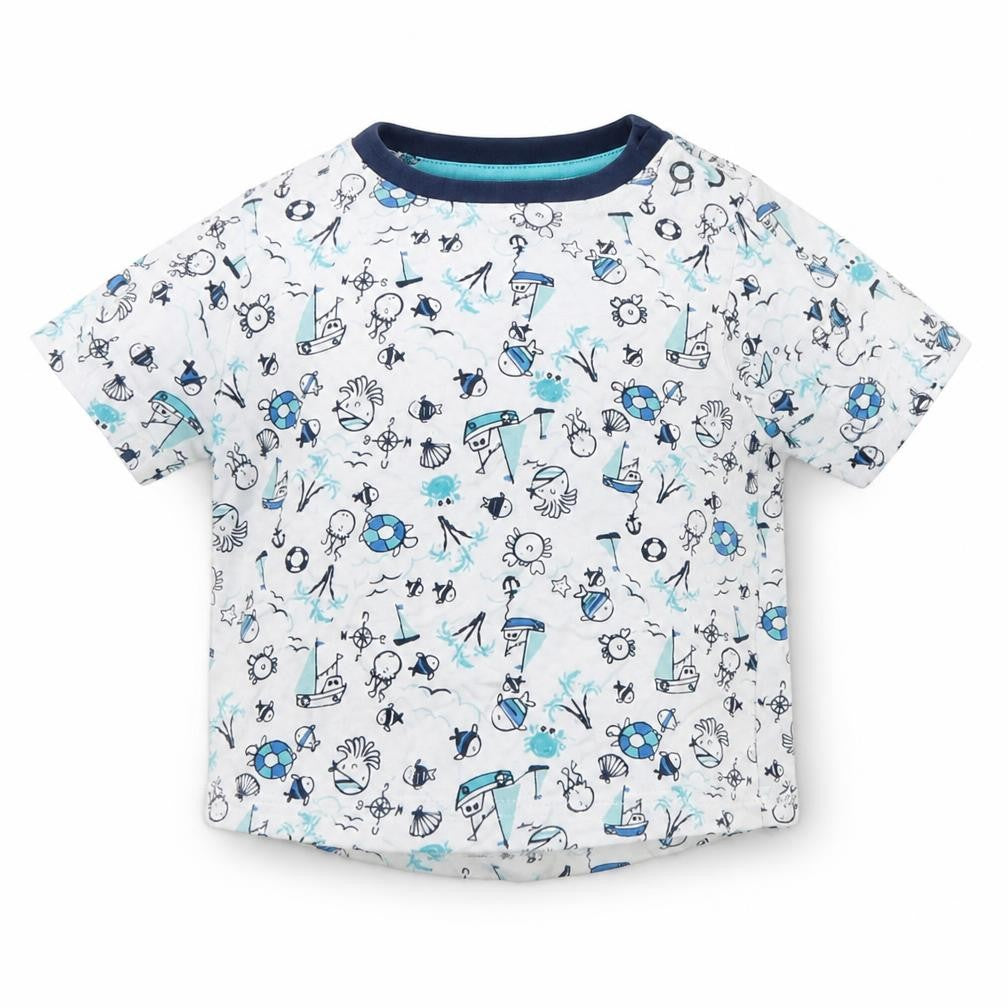 Front view of Tu Baby White Basic T-Shirt, size 6-9, Months