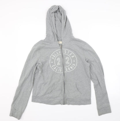 Womens UK Size M Holliser Grey Full Zip Hoodie