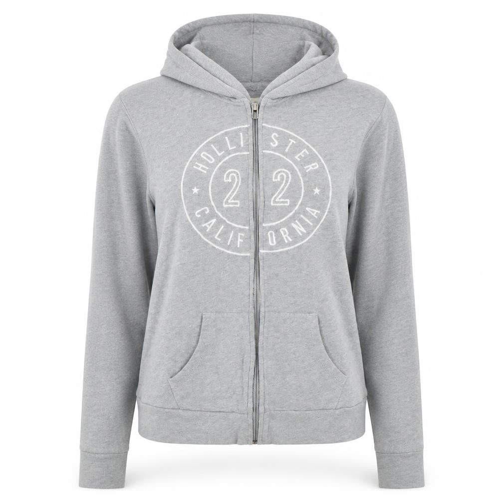 Womens UK Size M Holliser Grey Full Zip Hoodie