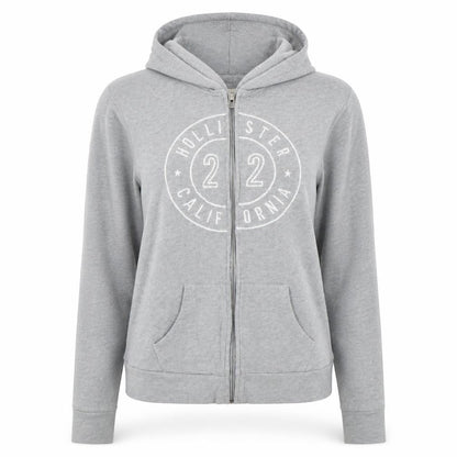 Womens UK Size M Holliser Grey Full Zip Hoodie