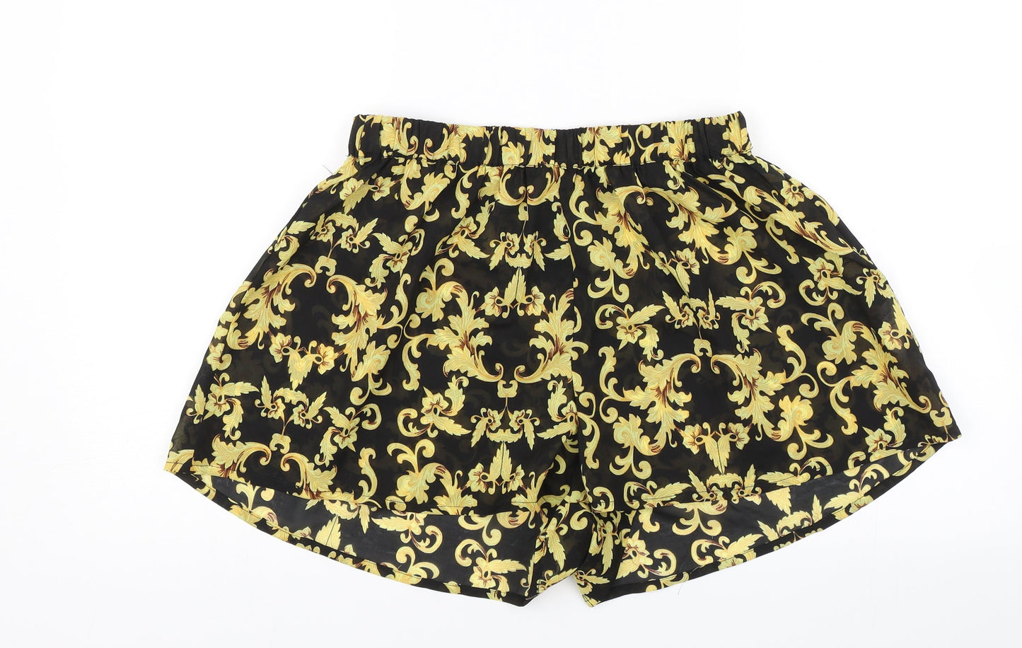Boohoo Womens Black Floral  Hot Pants Shorts Size M