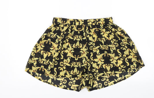 Boohoo Womens Black Floral  Hot Pants Shorts Size M