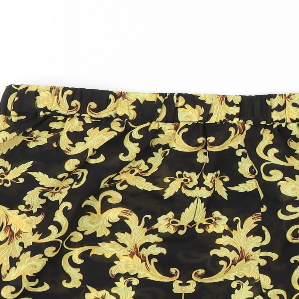 Boohoo Womens Black Floral  Hot Pants Shorts Size M