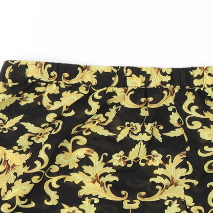 Boohoo Womens Black Floral  Hot Pants Shorts Size M