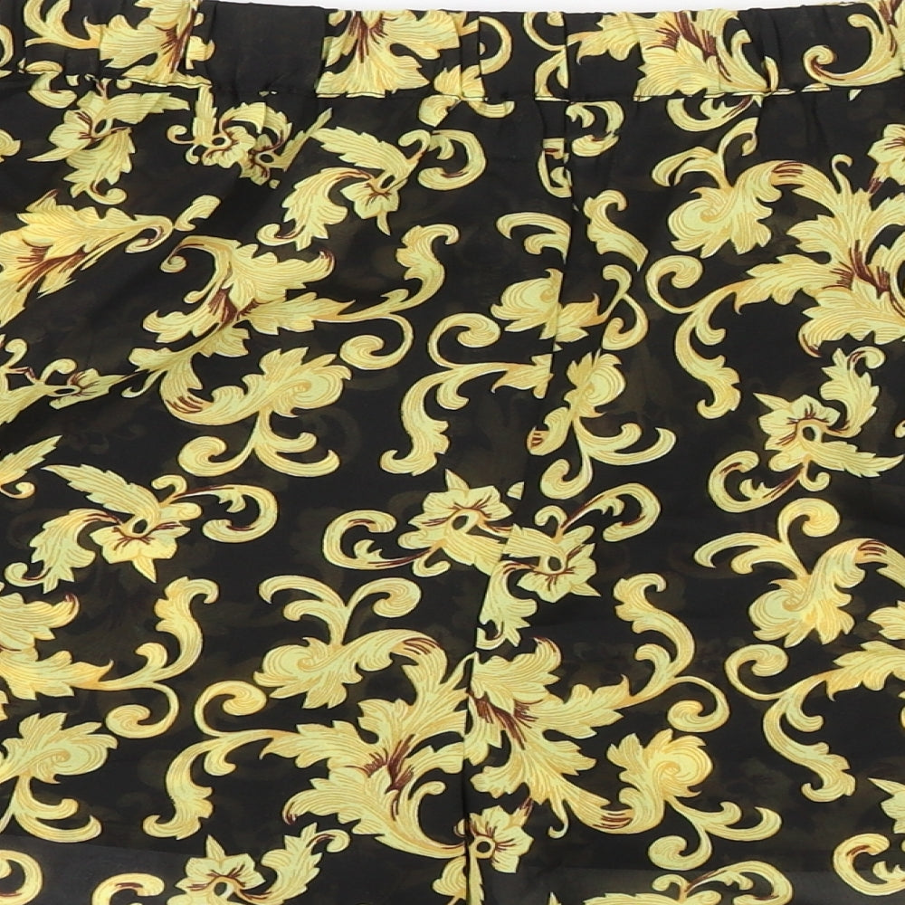 Boohoo Womens Black Floral  Hot Pants Shorts Size M
