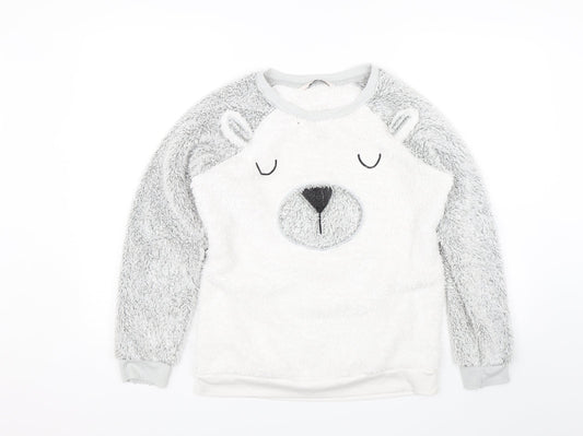 TU Womens White   Pullover Jumper Size 8  - Bear