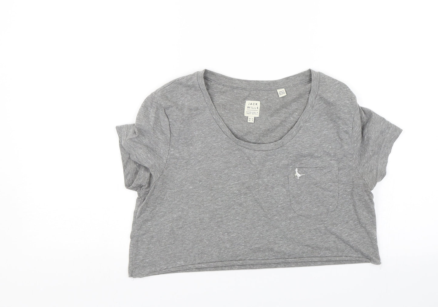 Womens UK Size 10 Jack Wills Grey Cropped T-Shirt