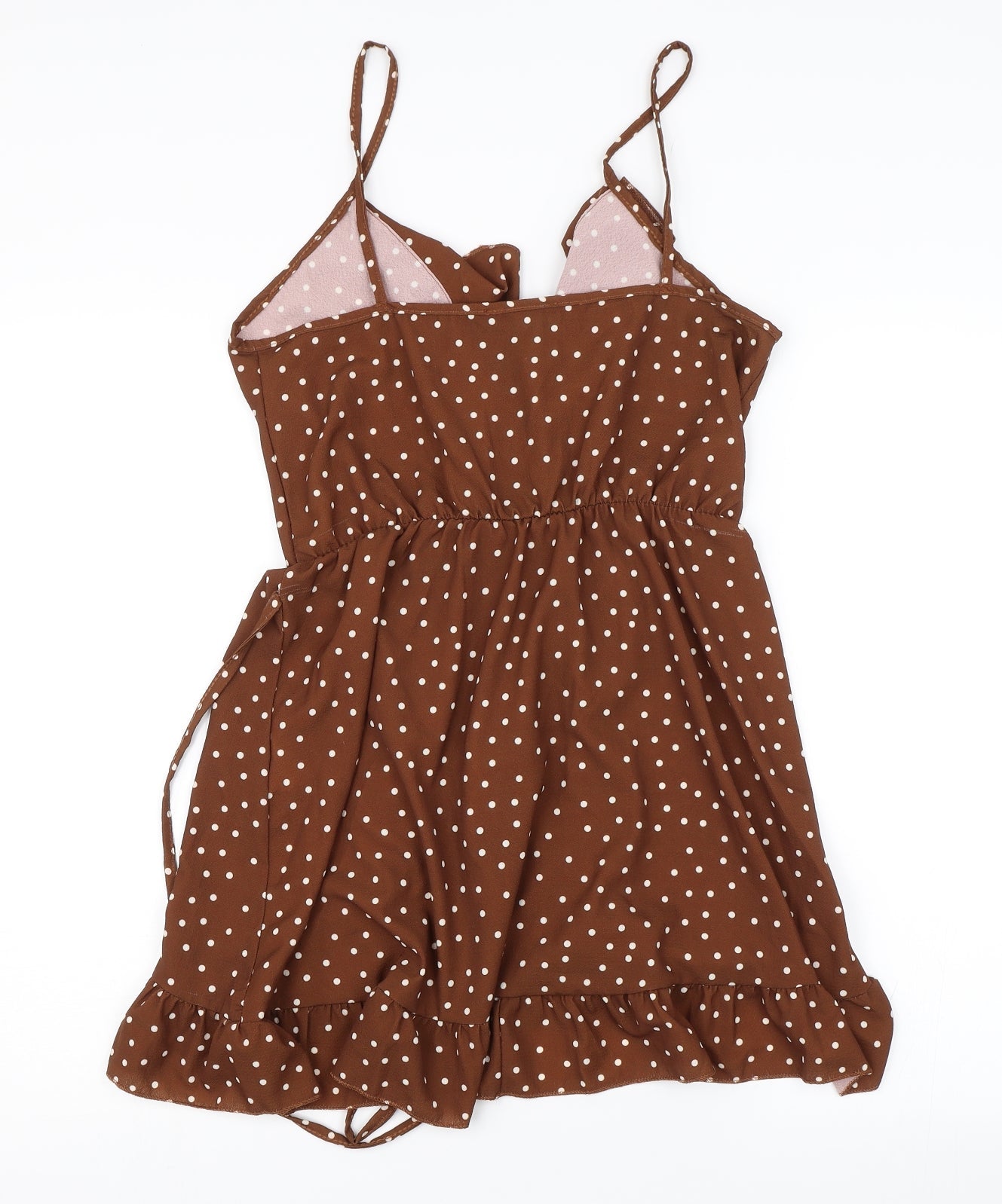 Boohoo Womens Brown Polka Dot  Skater Dress  Size 8