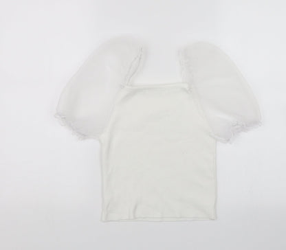 Womens UK Size S Flamant Rose White Basic Blouse