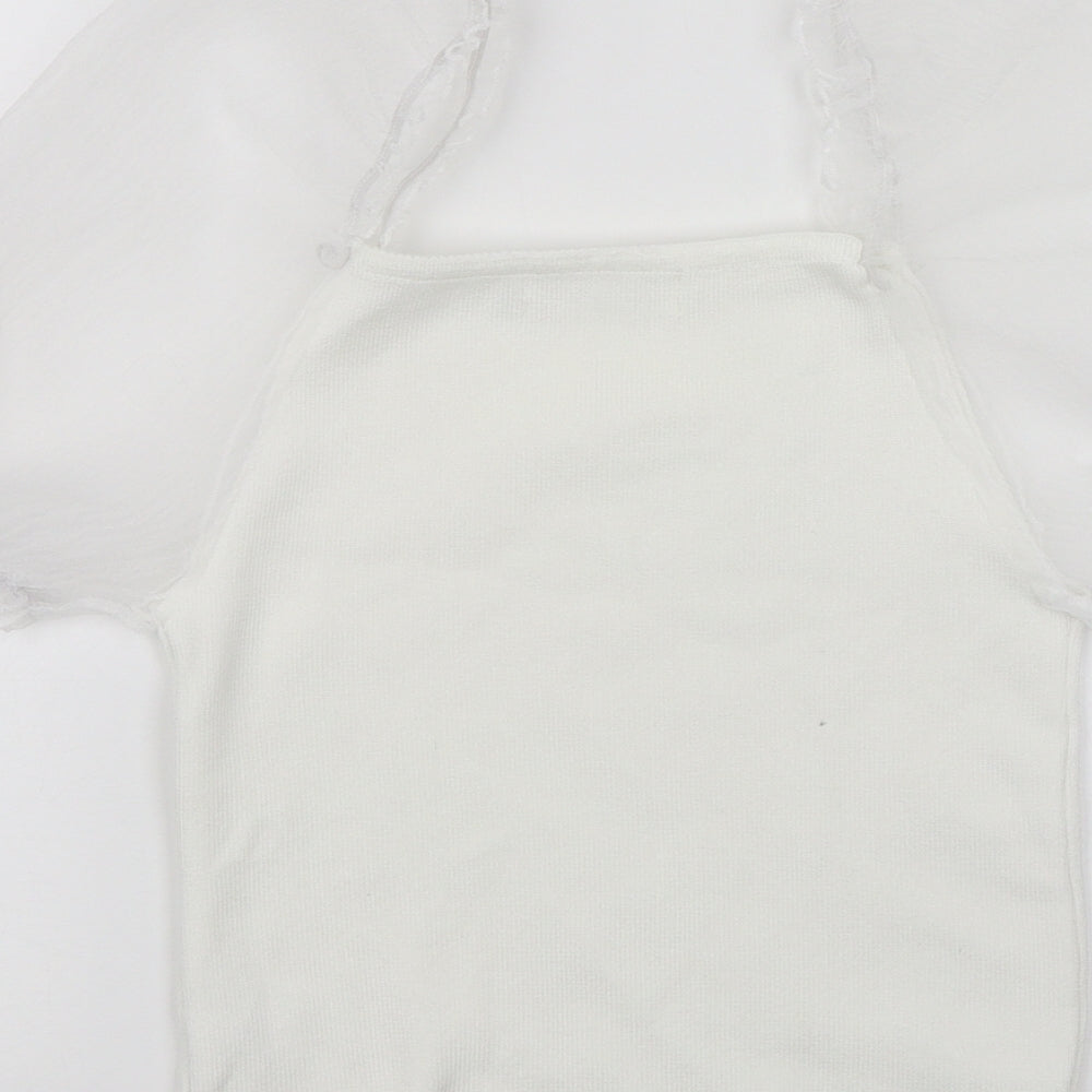Womens UK Size S Flamant Rose White Basic Blouse