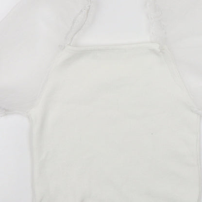 Womens UK Size S Flamant Rose White Basic Blouse